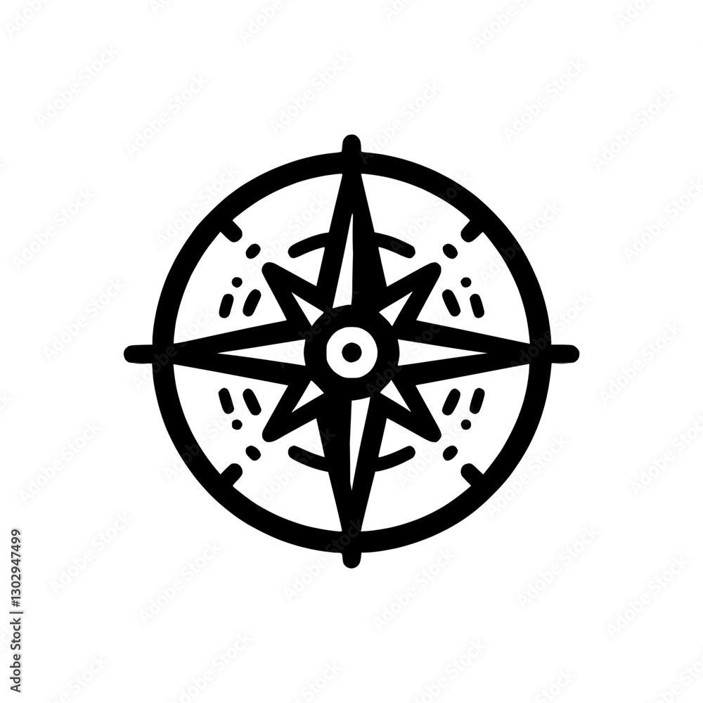 Poster compass icon representing navigation and direction with cardinal points