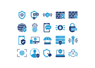 Set of cyber security icons, protection, privacy