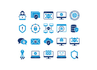 Set of cyber security icons, protection, privacy