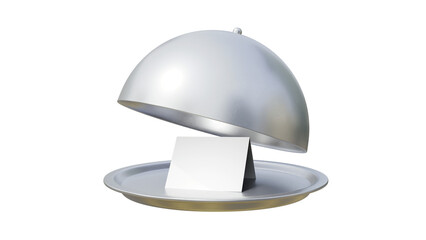 Empty restaurant cloche on a isolated background. Restaurant cloche 3d illustration. Mock up.