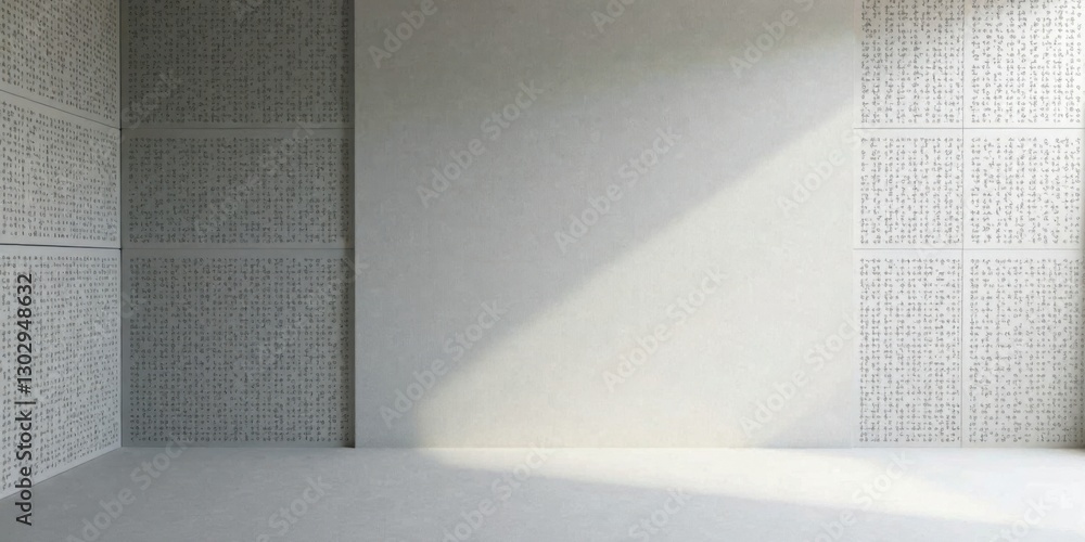 Fototapete empty room with textured walls featuring a repetitive pattern