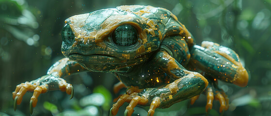 Fototapeta premium Metaverse Native Species Design - Shape-Shifting Digital Organism for VR Ecosystems 