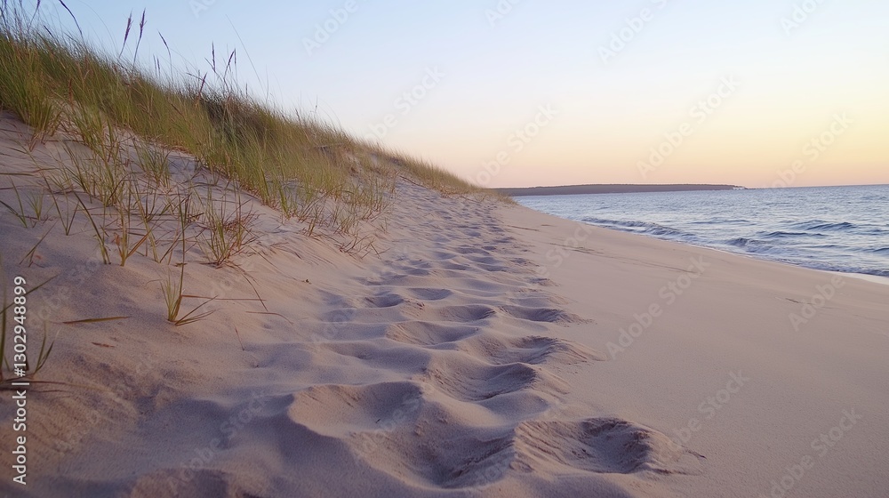 Poster a smooth sand dune with soft light and no footprints
