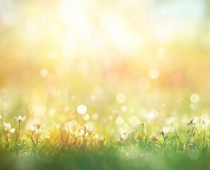 Obraz premium Sunny meadow with bokeh effect and wildflowers.