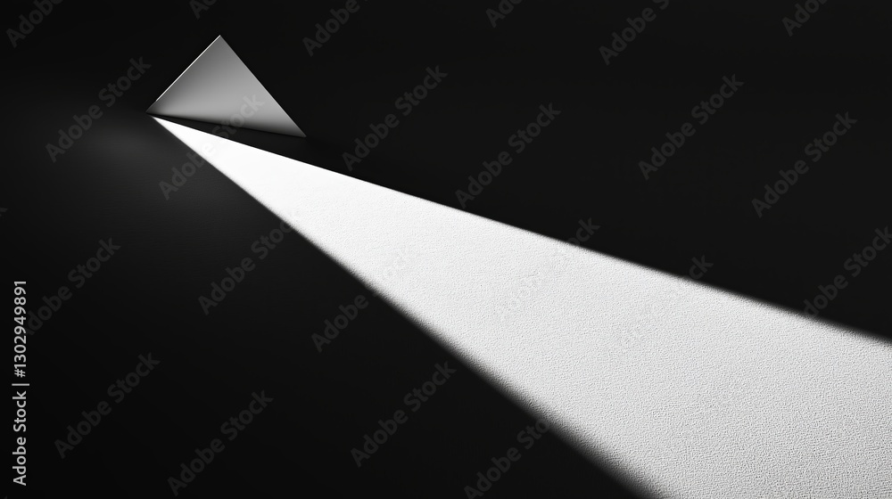 Poster A single triangle casting a long, soft shadow on a flat surface