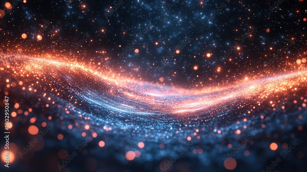Poster high speed digital particle burst with vibrant technology light effects texture background