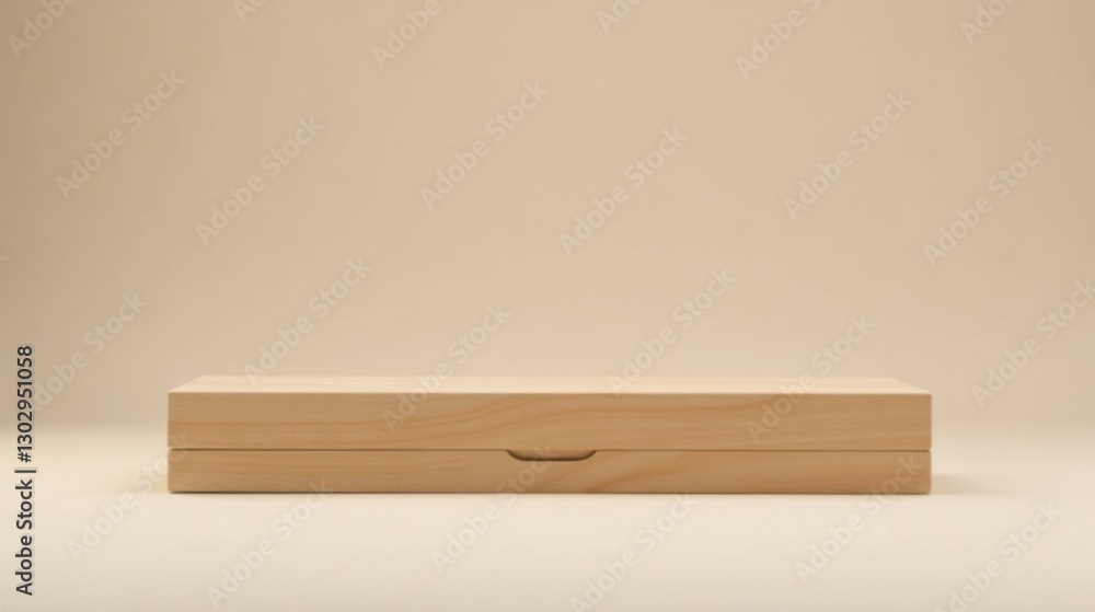 Poster simple wooden box on neutral background for product display
