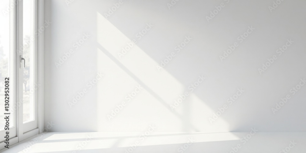 Aufkleber sunlit empty room corner with white wall and window