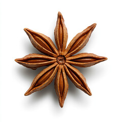 Star anise spice on white background
