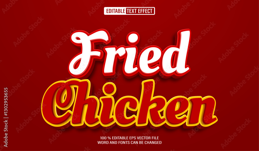 Poster editable 3d text style effect - fried chicken text effect template