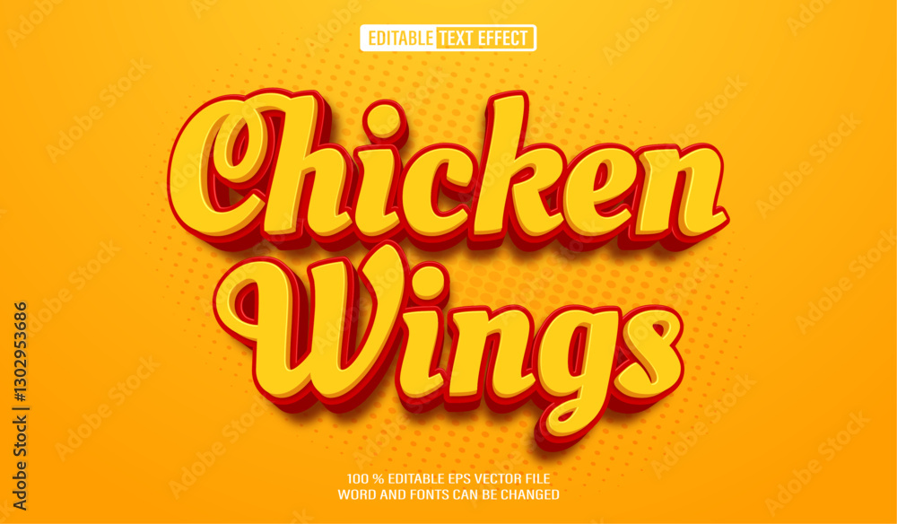 Poster editable 3d text style effect - spicy chicken wings text effect template