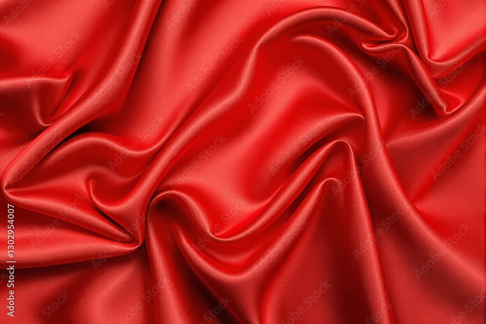 Poster luxurious red silk fabric with smooth folds and glossy finish, creating a vibrant and elegant backgr