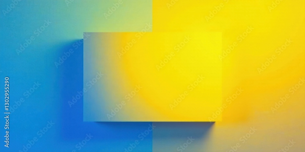 Aufkleber Abstract Color Block Composition  Bright Yellow and Blue Gradient Background with Rectangular Shape
