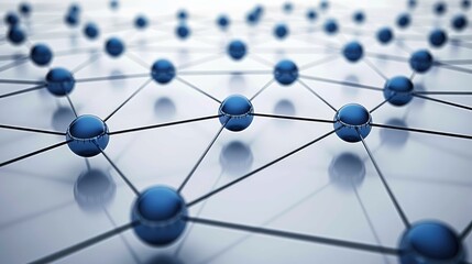 Abstract Network Connections with Blue Spheres