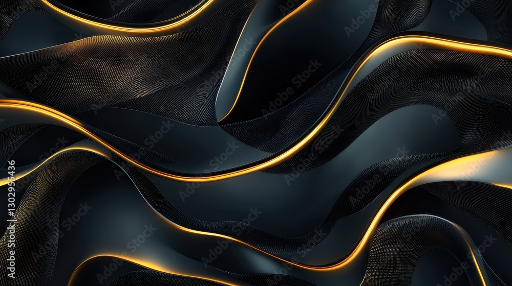 Aufkleber elegant black and gold abstract waves create a dynamic visual texture for modern design inspiration