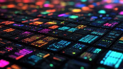 Grid Computing concept. Vibrant Holographic Digital Grid Futuristic Technology Backdrop for Computing Infrastructure