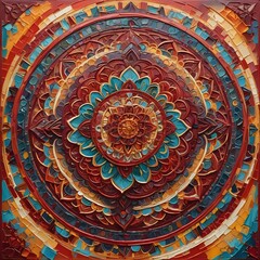 Fototapeta premium Mandala Design Art – Intricate Patterned Artwork, Handcrafted Mandala Wall Art, Unique Geometric Mandala Illustration, Framed Mandala Decor, Bohemian Mandala Drawing for Home