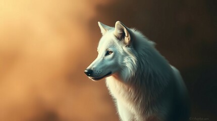 Fototapeta premium Majestic White Wolf in Golden Light