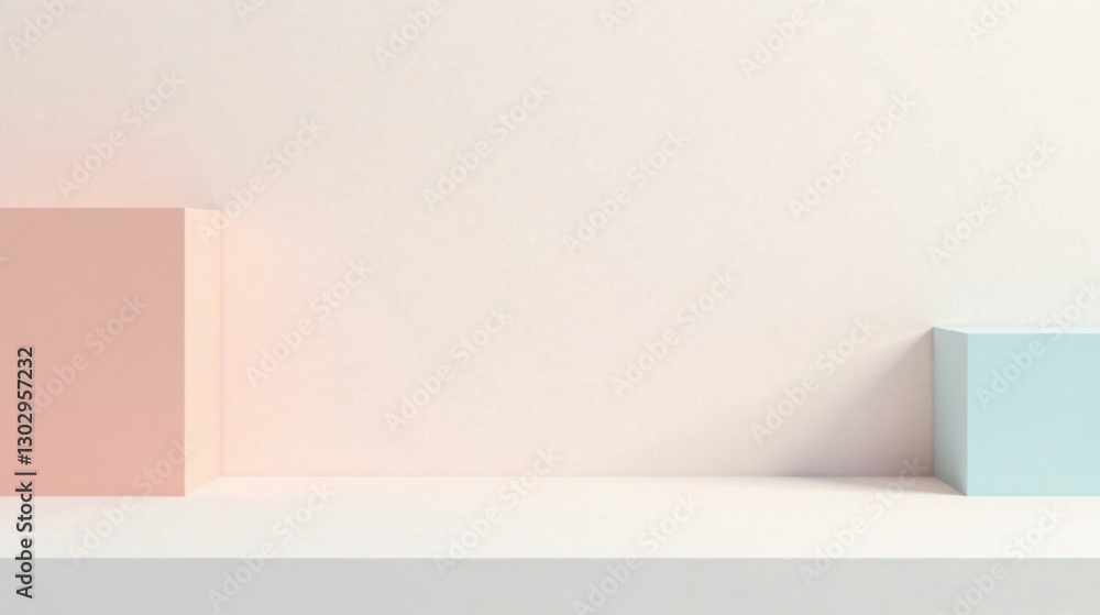 Aufkleber Minimalist Pastel Cube Display Background with Blank Space for Product Presentation