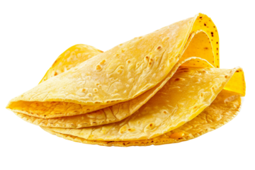 Thin and flexible corn tortilla great for quesadillas isolated on transparent background