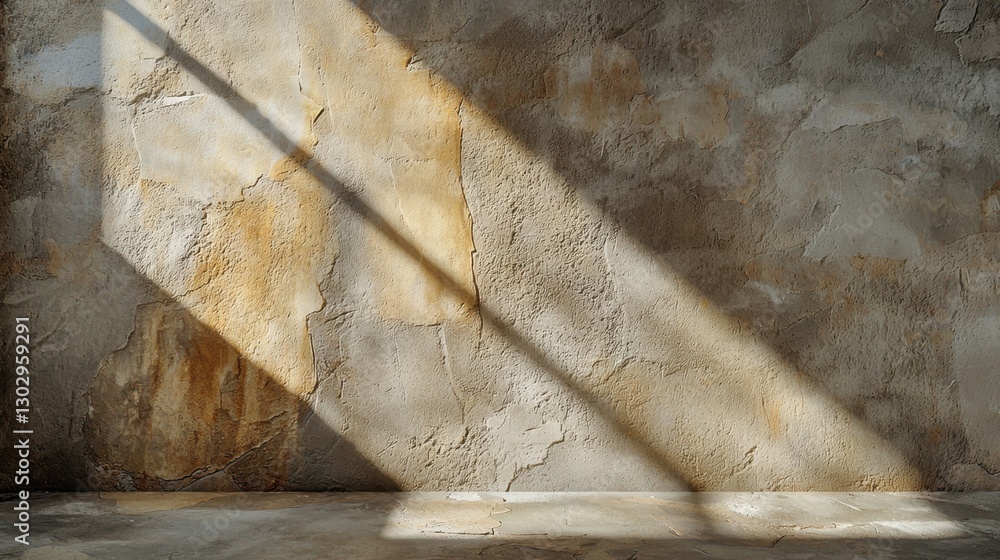 Aufkleber natural light casts shadows on weathered wall creating an atmospheric backdrop for artistic expressi