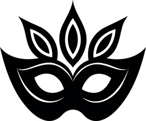Minimalist Carnival Mask Logo High-Quality Vector Silhouette on Transparent Background