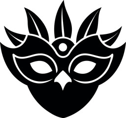 Carnival mask icon vector silhouette vector illustration Very simple Carnival mask logo on a transparent background