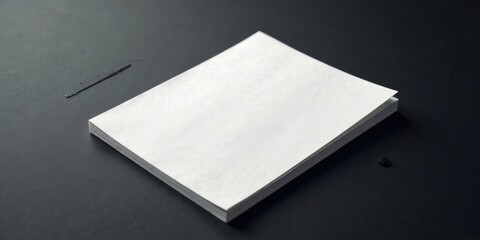 A stack of blank, off-white paper sheets rests on a dark surface, suggesting potential for design and creativity