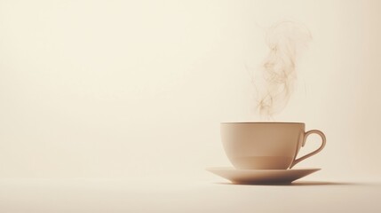 Obraz premium Hot Cup of Coffee on White Background