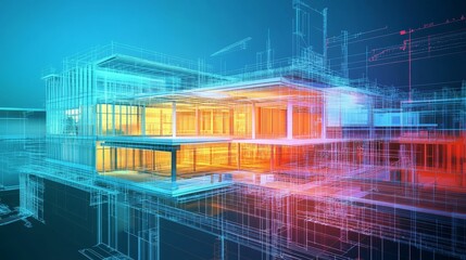 Fototapeta premium Architectural blueprint revealing building interior design concept.