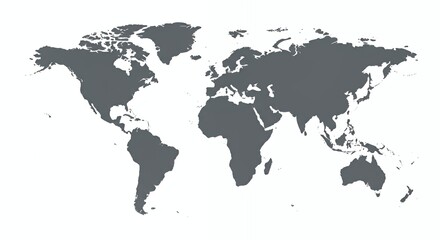 Obraz premium World Map in Gray Silhouette on White Background Global Illustration