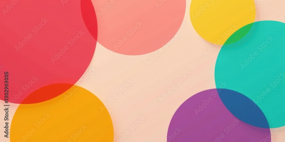 Poster abstract colorful overlapping circles design on pale background
