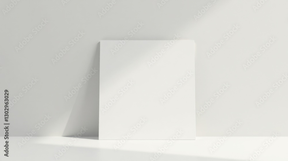 Aufkleber blank vertical canvas mockup against a white wall with light and shadow