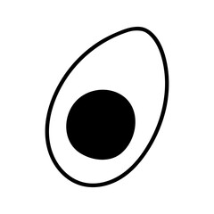 Simple linear half of boiled egg, hand drawn doodle silhouette