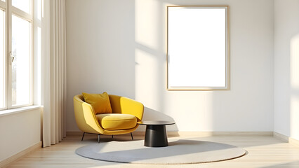 Contemporary Home Decor Mockup – Wall Poster Frame in a Chic Living Room