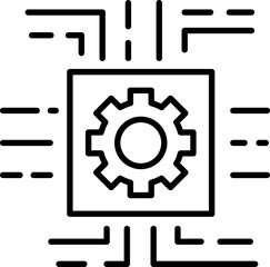 Abstract circuit design with gear icon line icon