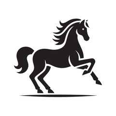 Powerful Black Horse Silhouette Vector Graphic