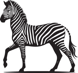 Fototapeta premium black zebra vector illustration, zebra vector, zebra silhouette logo vector, zebra vector black and white background full body