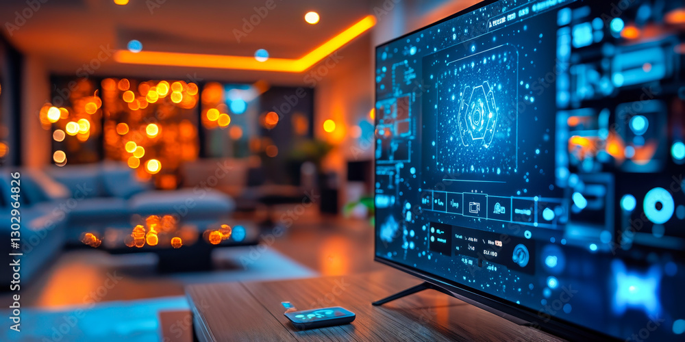 Poster smart home technology with ai integration for enhanced convenience and security in modern living spa