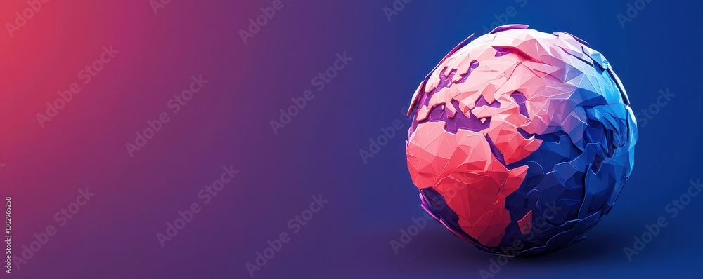 Poster a vibrant, abstract representation of the earth, showcasing a textured globe against a colorful grad