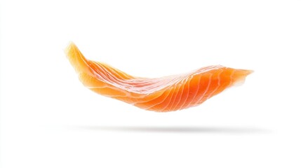 Fototapeta premium Flying Piece of Salmon on White Background