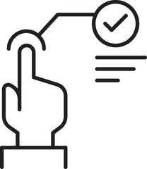 Touch gesture with confirmation checkmark line icon