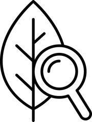 Leaf with magnifying glass illustration line icon
