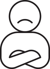 Sad figure with crossed arms line icon