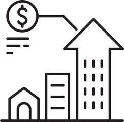 Financial growth illustration with buildings an... line icon
