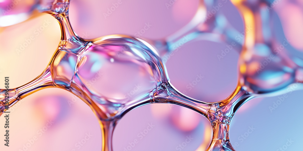 Poster a captivating display of translucent elements interweaving to form a complex 3d fractal structure re