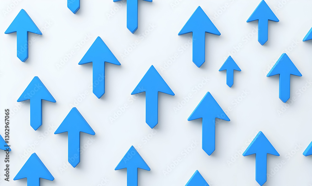 Poster blue arrows pattern on white background for abstract design use