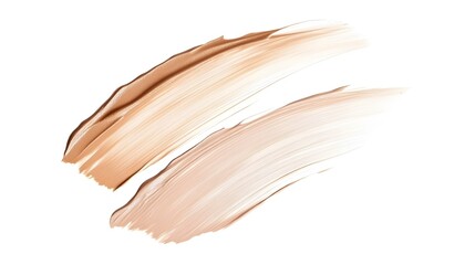 Gently Beige Strokes of Makeup or Acrylic Paint on White Background