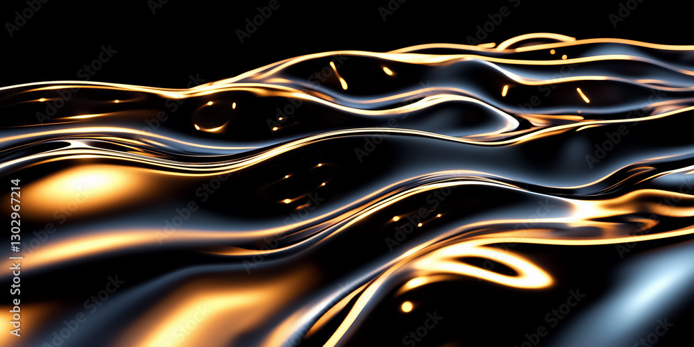 Poster flowing patterns resemble a tranquil water surface, showcasing beautiful highlights that glimmer as 