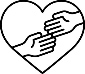 Hands in a heart shape symbolizing love line icon